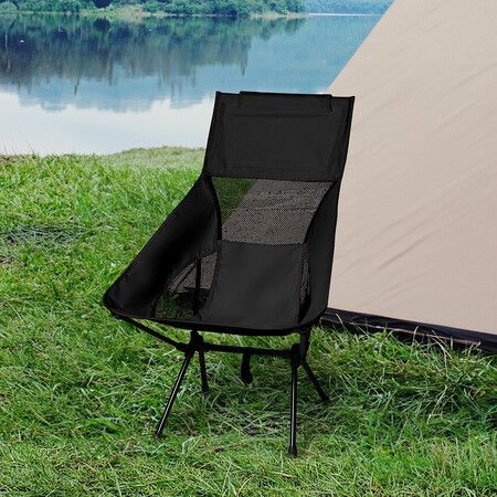 Camping Chair Folding Outdoor Large Black