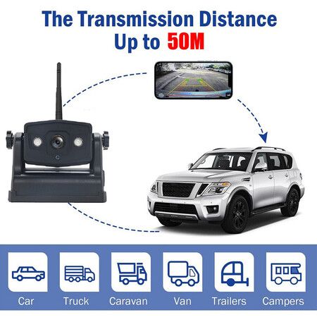 Wireless WiFi Reversing Car Camera Magnetic Rearview Rechargeable For iPhone Android