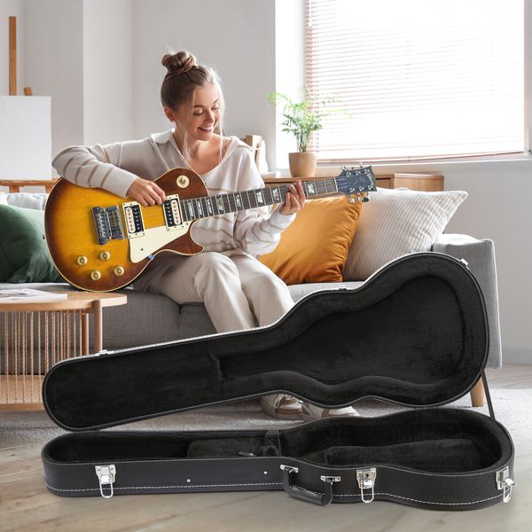 Melodic Electric Guitar Case Arch Top Hard Shell Epiphone Les Paul LP Standard Custom Storage Gig Bag Cabinet Carrying Lockable Black