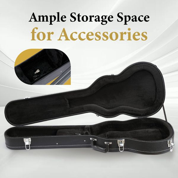 Melodic Electric Guitar Case Arch Top Hard Shell Epiphone Les Paul LP Standard Custom Storage Gig Bag Cabinet Carrying Lockable Black