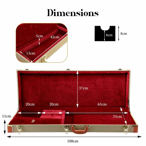 Melodic Electric Guitar Case Wooden Hard Shell Standard 39Inch Stratocaster Telecaster Ibanez Gig Storage Rectangular Soft Foam Pad with Lock