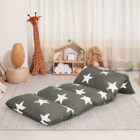 Foldable Mattress Kids Pillow Dark grey Large