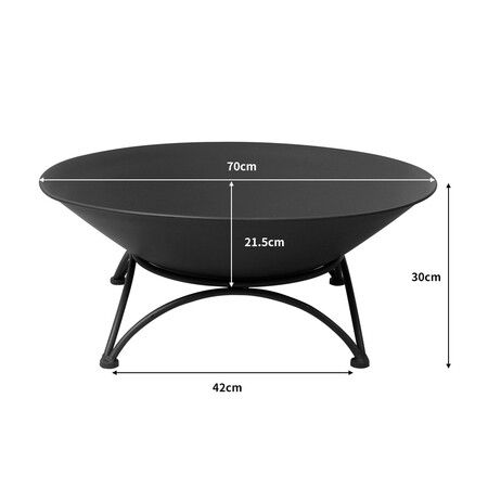 2IN1 Fire Pit Bowl Firepit Garden Black