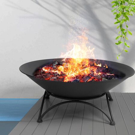 2IN1 Fire Pit Bowl Firepit Garden Black