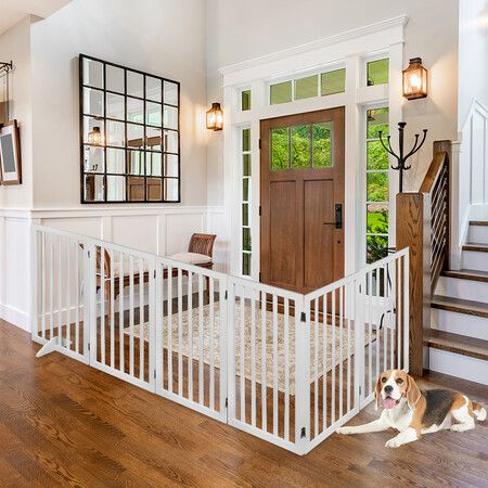 Wooden Pet Gate Dog Fence Safety White 10 Pack