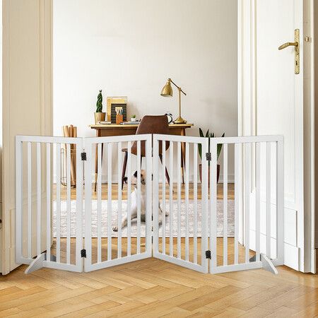 Wooden Pet Gate Dog Fence Safety White 800x 3MM