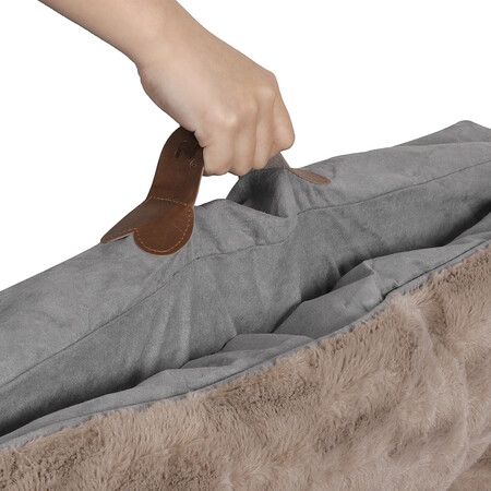 Dog Calming Bed Warm Soft Plush Comfy XL Khaki X-Large