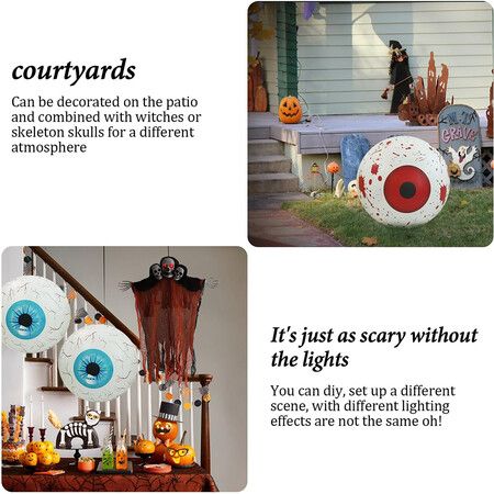 Inflatable Witch Ghost Eyeballs Party Decoration, Halloween Eyeballs Hollow Eyeball Outdoor and Indoor Decor (Red)