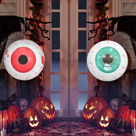 Inflatable Witch Ghost Eyeballs Party Decoration, Halloween Eyeballs Hollow Eyeball Outdoor and Indoor Decor (Red)