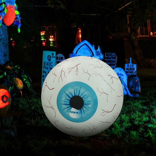 Inflatable Witch Ghost Eyeballs Party Decoration, Halloween Eyeballs Hollow Eyeball Outdoor and Indoor Decor (Blue)