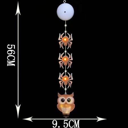 1PC Owl String Lights Chandelier Ornament LED Suction Cup Hanging Lamp Halloween Door Decoration Light