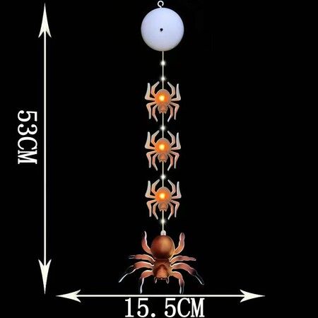 1PC Spider String Lights Chandelier Ornament LED Suction Cup Hanging Lamp Halloween Door Decoration Light