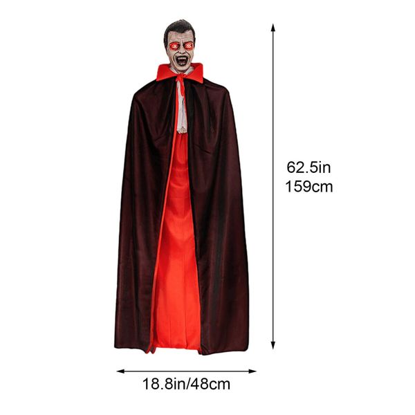 Voice Activated Vampire Prop with Glowing Cloak and Sounds Terrifying Halloween Hanging Decoration for Haunted Houses and Outdoor Parties