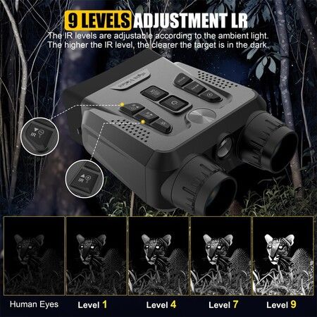 4K Night Vision Binoculars Infrared Night Vision Goggles 3 Inch HD Screen Binoculars with 10X Digital Zoom,Lighting Flashlight