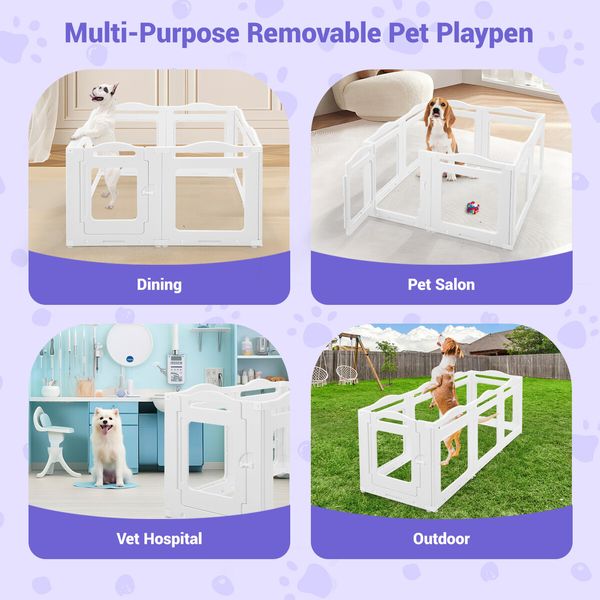 Dog Pet Cat Kennel Cage Enclosure Crate Safety Gate Fence Whelping Box Barrier Indoor Outdoor Kitten Puppy Furniture 8 Panels 75cm Tall