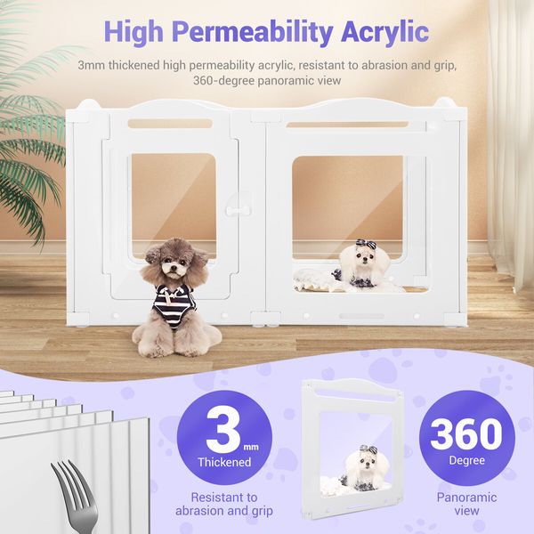 Dog Pet Cat Kennel Cage Enclosure Crate Safety Gate Fence Whelping Box Barrier Indoor Outdoor Kitten Puppy Furniture 8 Panels 75cm Tall