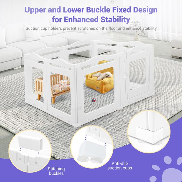 Dog Pet Cat Kennel Cage Enclosure Crate Safety Gate Fence Whelping Box Barrier Indoor Outdoor Kitten Puppy Furniture 8 Panels 75cm Tall