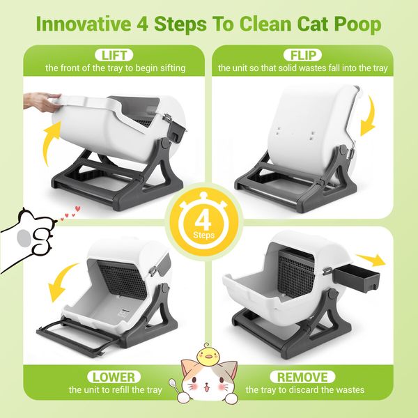 Cat Kitty Litter Box Tray Large Hooded Semi Automatic Toilet Pet Furniture Training Easy Cleaning Washroom for Adult Cats 7.5kg