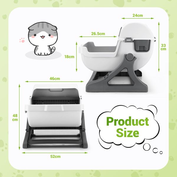 Cat Kitty Litter Box Tray Large Hooded Semi Automatic Toilet Pet Furniture Training Easy Cleaning Washroom for Adult Cats 7.5kg