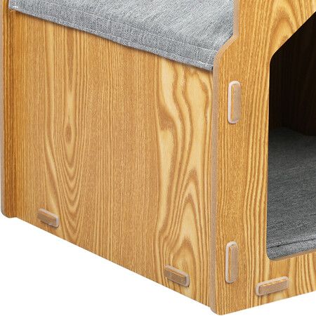 Wooden Pet House Cat Kennel Elevated