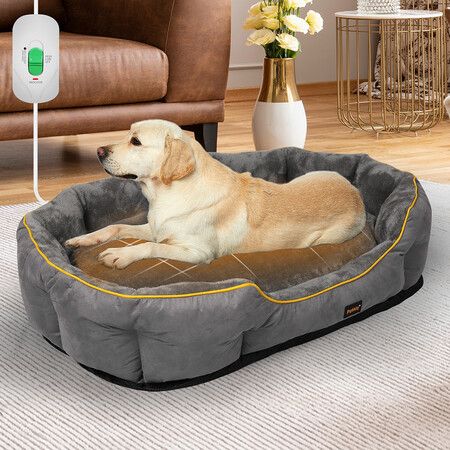 Electric Pet Heater Bed Heated XL Grey X-Large