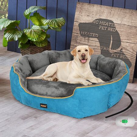 Electric Pet Heater Bed Heated L Blue Large