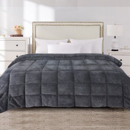 Quilt Doona Comforter Blanket Grey Super King