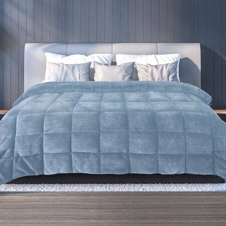 Quilt Doona Comforter Blanket Blue King