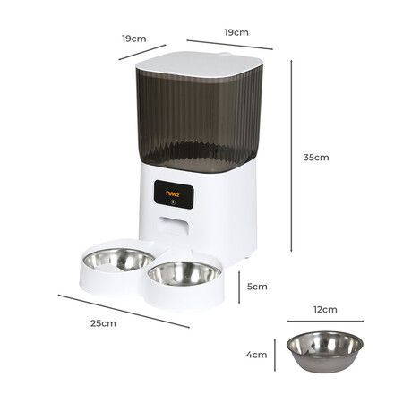 5L Automatic Pet Feeder 2 Bowl White