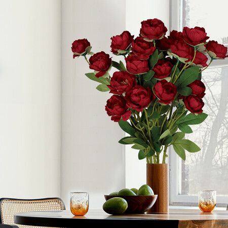 Artificial Flowers Silk Roses Burgundy