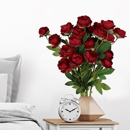 Artificial Flowers Silk Roses Burgundy