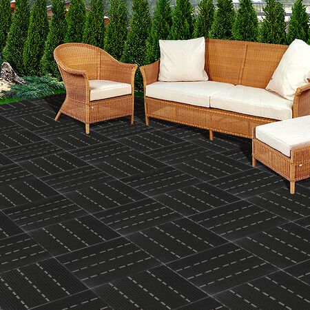 x10 Floor Tiles Plastic Decking Dark Grey