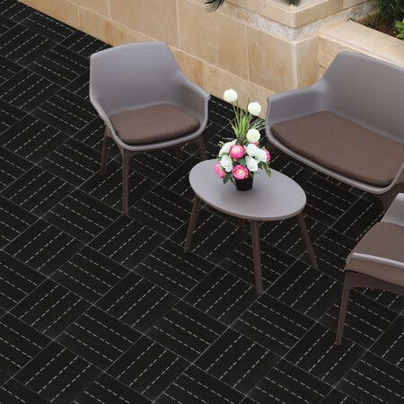 x10 Floor Tiles Plastic Decking Dark Grey