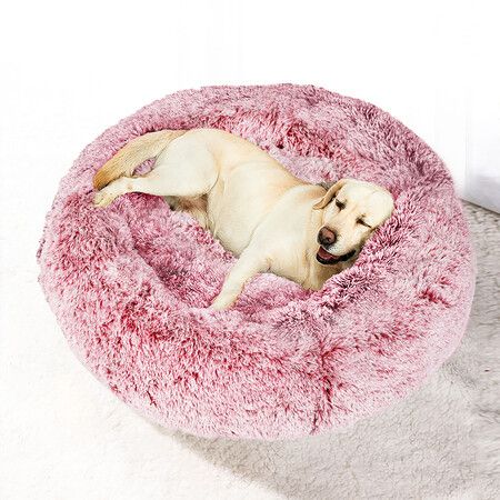 Pet Bed Memory Foam Dog Donut Pink Medium