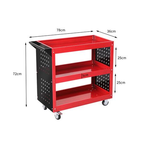 Tool Trolley Cart 3 Tier Red