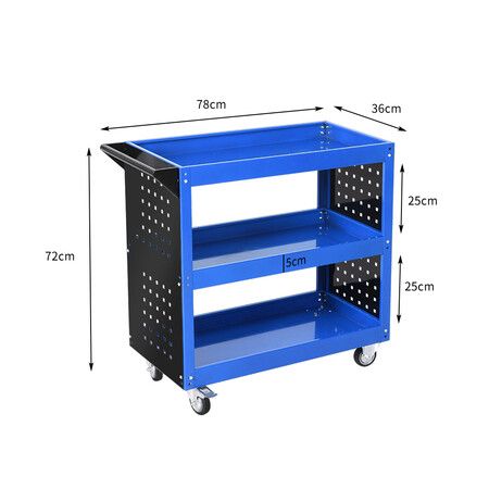 Tool Trolley Cart 3 Tier Blue