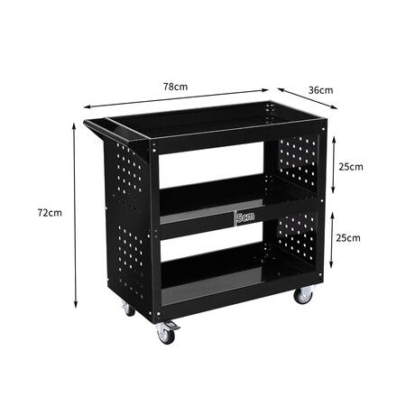 Tool Trolley Cart 3Tier Toolbox Black