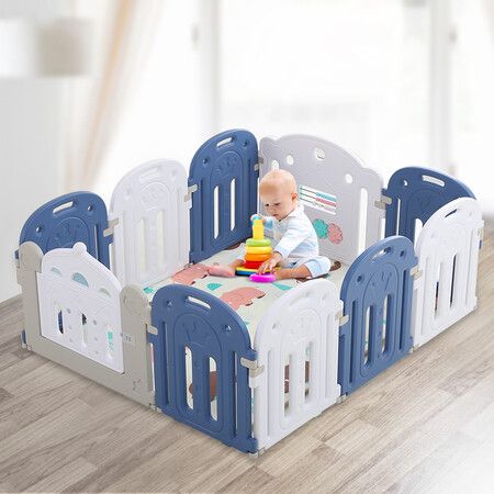 Kids Baby Playpen Safety Gate Blue