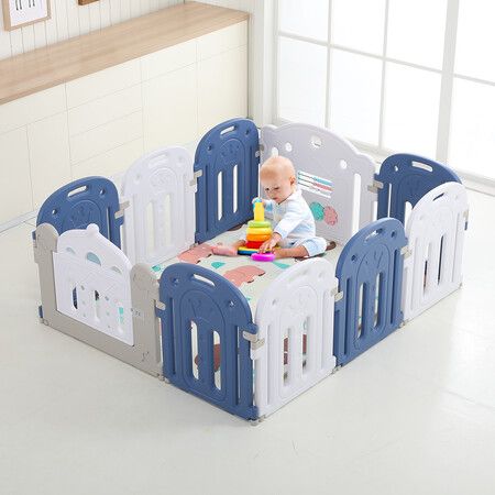 Kids Baby Playpen Safety Gate Blue