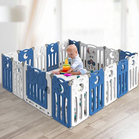 Kids Baby Playpen Foldable Child Blue