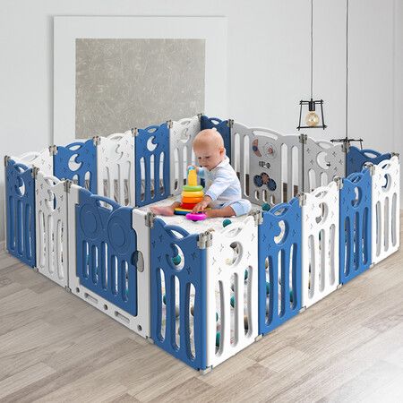 Kids Baby Playpen Foldable Child Blue