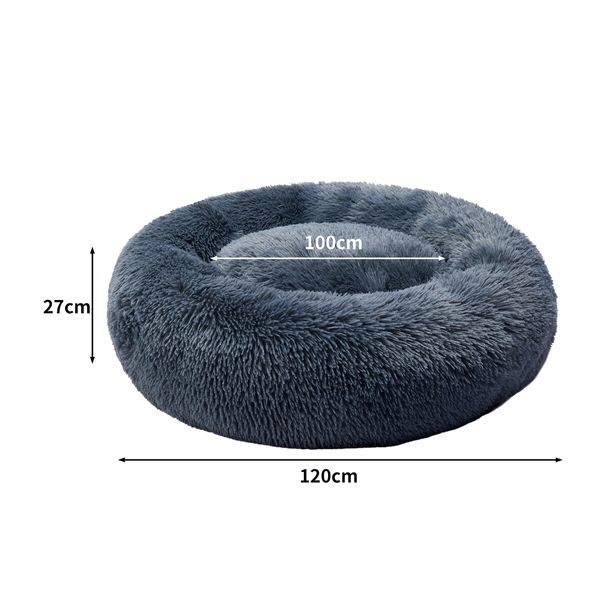 Pet Bed Cat Dog Donut Nest Calming XXXL Dark Grey XXX-Large