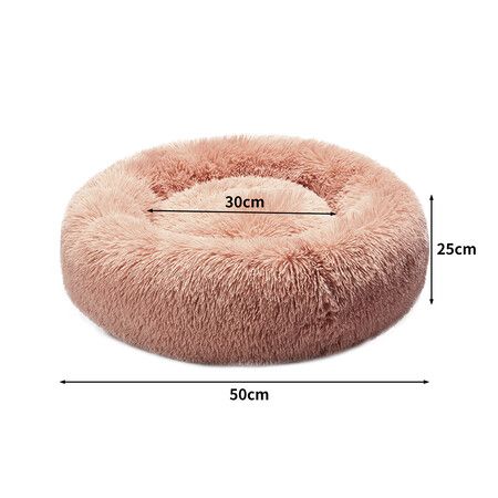 Pet Bed Cat Dog Donut Nest Calming S Pink Small