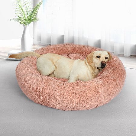 Pet Bed Cat Dog Donut Nest Calming S Pink Small