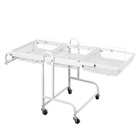 3 Tier Kitchen Trolley Cart Swivel White Colour