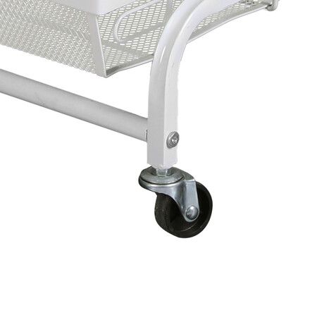 3 Tier Kitchen Trolley Cart Swivel White Colour