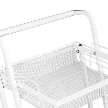 3 Tier Kitchen Trolley Cart Swivel White Colour