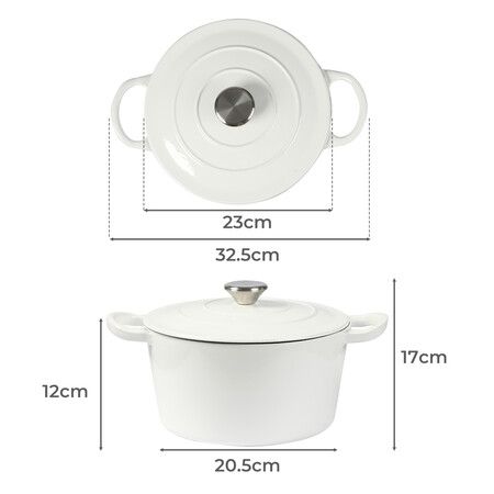 4L Enamel Dutch Oven Pot in White Colour