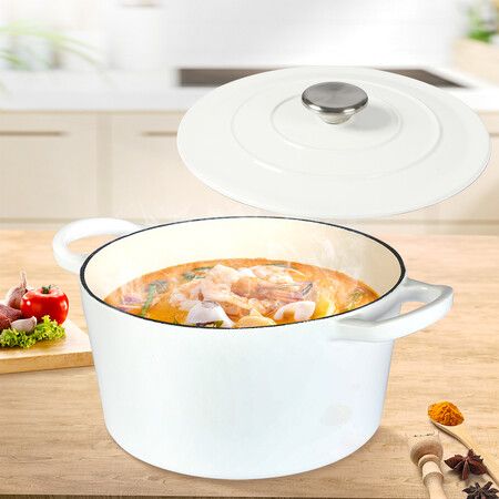 4L Enamel Dutch Oven Pot in White Colour