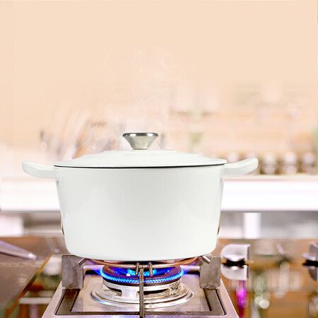 4L Enamel Dutch Oven Pot in White Colour